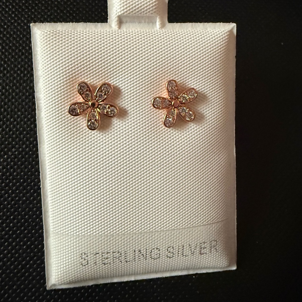 Elegant Flower Stud Earrings in Gold and Silver